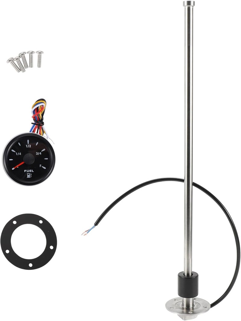 RATCHROLL 1set Fuel Sending Unit and Gauge Kit 480mm Length Boat Fuel Sending Unit Marine Fuel Sender Unit Black Silver Tone Metal 240-33 Ohm - Image 1